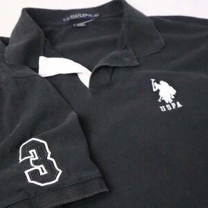 US Polo Assn. Mens Black Polo Shirt Short Sleeve 3‎ Logo Casual Big Pony Rugby